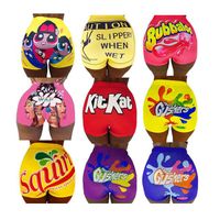 3XL Custom High Waist Exercise Bike Yoga Workout Fitness Running Casual Cute Printed Summer Candy Snacks Women's Shorts Women's Pants