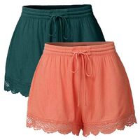 Teen Girls Rope Lace Up Shorts Shell Edge Loose Casual Dance Shorts