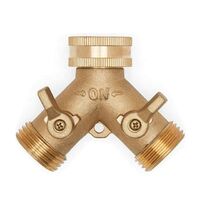 Heavy Duty Brass Garden Hose Fitting 2 Way Outlet Faucet Diverter, Hose Diverter, Hose Fitting Adapter with 2 Valves