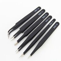 ESD Emebiol anti-static smd tweezers repair tool eyelashes black anti-static electronics ESD tweezers