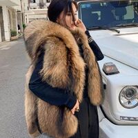 New custom women's real wool sleeveless coat with tail luxury hooded raccoon fur vest