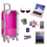 New Arrival Doll Luggage Travel Playset Accessories Fashion Doll 9 Piece Doll Accessories Mini Suitcase