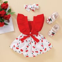 Spring Summer Red Newborn Toddler Girl Children Cotton Girls Dress Pink Jumpsuit Baby Clothing Set