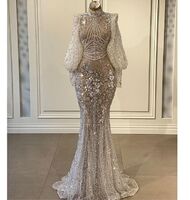 Mermaid Evening Dress 2021 Vestido De Festa Custom Long Sleeve Beaded Formal Party Dress