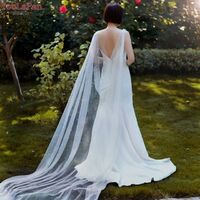 YouLaPan VG41-YP Elegant Pearl Bridal Long Cape Banquet Dress Accessory Bolero Cape Soft Tulle Bridal Wedding Veil