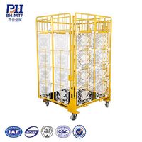 Transport Adjustable Height Foldable Rolling Net Pallet Warehouse Reel Cage Trolley with Wheels