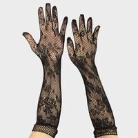 Sexy Long Sleeve Fishnet Gloves Sheer Lace Black Gloves Elastic Bridal Long Sleeve Mesh Jacquard Women