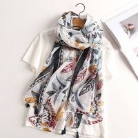 latest long floral print women fringe scarf factory china