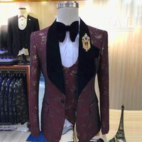 Latest Men's Casual Print Suits 3 Piece Vest Jacket Pants High Quality Wedding Suits For Men