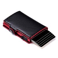 Modern High Quality Carbon Fiber Leather Wallet Small Rfid Card Holder Pop Up Wallet For Men