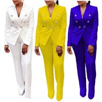 X6035 New Product Ladies Elegant Solid Color Suit Suit Ladies Blazer and Pants Set Ladies Business Suit
