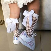 Hot Sale Fashion Black White Mesh Fishnet Children Socks Big Bow Princess Soft Breathable Fancy Children Socks