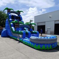 2020 hot sale giant pvc blue smash two lane water slide commercial kids inflatable water slide