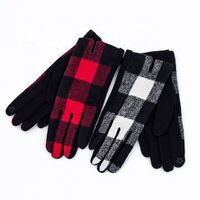 Fashion Women's Wool Fabric Plaid Warm Gloves Microvelvet Touch Screen Gloves