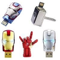 Wholesale Metal Iron Man Superhero Helmet Cartoon Drive Pen Drive 32GB 64GB 128GB 2.0 3.0 Pendrive USB Flash Drive