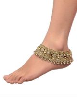 Buy Traditional Kundan Jewelry Hollywood Designer Bridal Gold Tone Indian Anklet at Best Wholesale Price Payal