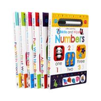 Wipe clean study book activity workbook, funny number word alphabet