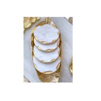 Natural Serving Tray White Marble Coaster with Gold/Silver Trim for Kitchen Home Decor Food Beverage Bar Wedding Promotional Gift