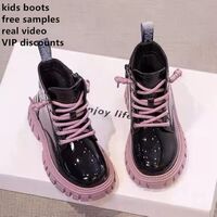 Free Sample Waterproof High Quality Kids Leather Boots Shoes Fashion New Lightweight Casual Walking Shoes