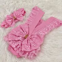 Pink Summer Girl Sleeveless Baby Jumpsuit and Headband