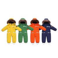 2022 Winter Warm One Piece Ski Suit Boys Hooded One Piece Ski Suit Children 1 Piece Snow Suit