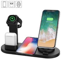 6 in 1 Smart Portable Qi Phone Stand Watch Fast Wireless Charging Station Pad Base 10w Wireless Charger Stand