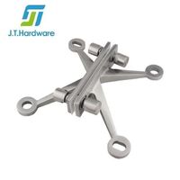 Stainless Steel Fin Wall Mounted Curtain Wall Spider Fitting with 4-Way Rib Arm