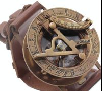 Antique Nautical Retro Orientation Magnetic Sundial Clock Wrist Marine Compass Navitron Steampunk Baptism Gift Strap Leather W