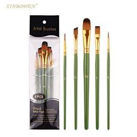 Xinbowen New 5 Piece Nylon Hair Watercolor Acrylic Paint Brush Artist Brush 5 Styles