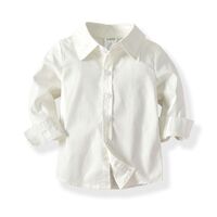 Boys White Long Sleeve Shirt Cotton T-Shirt Baby Bottoming Polo Shirt
