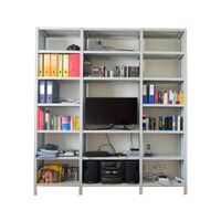 Best Quality 120X40Xh200 Gray Home Office Bookshelf, Metal Shelves Living Room Home Furniture