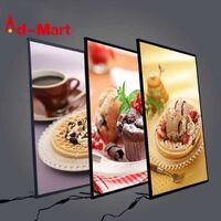 Advertising LED Poster Stand Restaurant and Cinema Marketing Products LED Advertising Light Box Aluminum Frame Tempered Glass Light Box