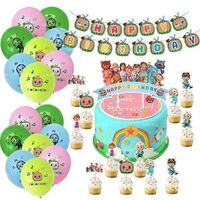 F-6 Wholesale Theme Party Decoration Set Melon Banner Cake Decoration Balloons Kids Birthday Party Supplies