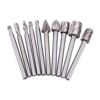 10 Piece Single Cut Rotary Burr Round Shank HSS Rotary File Wood Carving Tool Set for Carving Shape