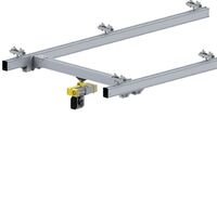 Single girder overhead aluminium light crane for gaining height in clean environments