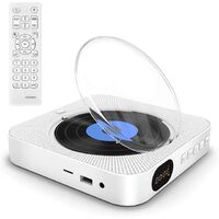 2022 Newest Portable CD Player Built-in Speaker Stereo with Dual 3.5mm Headphone Jacks LED Screen Wall Mount
