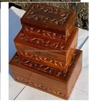 Hot selling wooden carved pet cremation urns/high quality pet urns for ashes/pet coffins