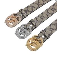 Top Layer Leather Full Diamond Smooth Buckle Belt Men's Fashion