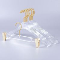 Wholesale Customized LOGO Clear Plastic Acrylic Hanger Chrome Gold Coat Pants Transparent Acrylic Hanger Clothes