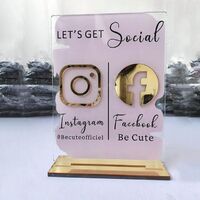 T Shaped Multi Qr Code Acrylic Stand Display Board Business Instagram Facebook Acrylic Mirror Social Media Sign