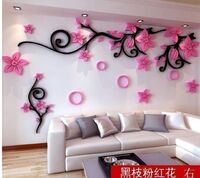 Modern flower design living room / TV wall background, 3D flower sticker wall decoration