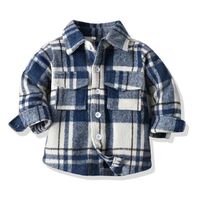 Wholesale children's boys and girls casual autumn long-sleeved plaid thickened flannel shirts children's brushed shirts