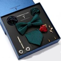 Silk Tie Set Men's Vintage Paisley Floral Formal Bow Tie Ascot Tie Gentleman 8 Piece/Set with Luxury Gift Box