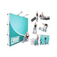 Trade show exhibition stand with pop-up banner for trade show advertising