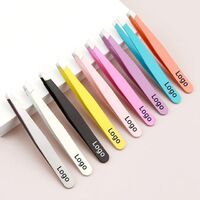 Wholesale Private Logo Grip Eyebrow Tweezers Black Pink Thick Metal Stainless Steel Eyebrow Tweezers Customized