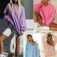 MXN 840 Fall Winter New Women's Hoodie Women's Solid Color Long Sleeve Oversize Hoodie Sports Loose Top Hoodie