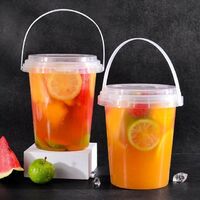 32oz Plastic Beverage Bucket Wholesale Disposable Fruit Container Clear Bucket Cup With Lid