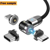 3 in 1 magnetic charging cable with high quality nylon braided fast led usb
