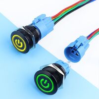 Black Metal Push Button Switch 12mm 16mm 19mm 22mm Waterproof Small Luminous With LED Momentary Lock Push Button Switch