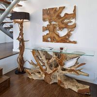 In stock teak root console and wall trim teak